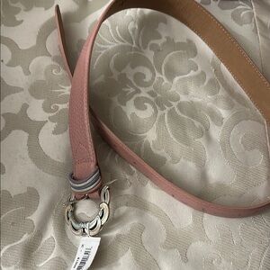 Pink Leather Belt with Silver Buckle
